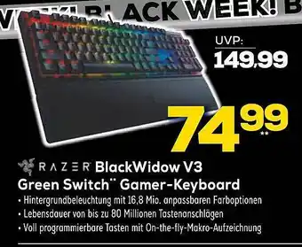 Euronics XXL Razer blackwidow v3 green switch gamer-keyboard Angebot