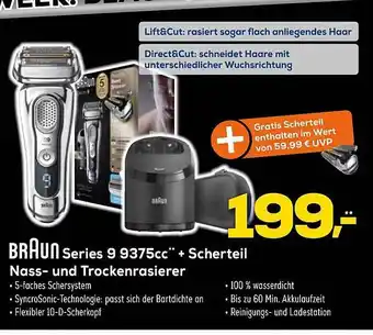 Euronics XXL Braun series 9 9375cc + scherteil nass- und trockenrasierer Angebot