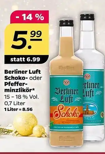 NETTO Berliner luft schoko- oder pfefferminzlikör Angebot