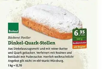 Ebl Naturkost Bioland bäckerei postler dinkel-quark-stollen Angebot