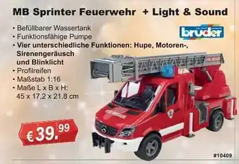 Stabilo Fachmarkt Mb sprinter feuerwehr + light & sound bruder Angebot