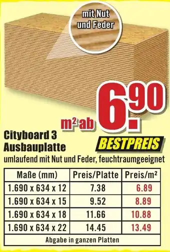 B1 Discount Baumarkt Cityboard 3 Ausbauplatte Angebot