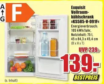 B1 Discount Baumarkt Exquisit Vollraumkühlschrank KS585-V-091F Angebot