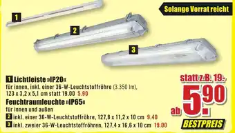 B1 Discount Baumarkt Lichtleiste IP20 oder Feuchtraumleuchte IP65 Angebot