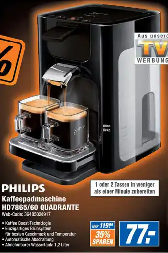 Expert Philips Kaffeepadmaschine HD7865/60 Quadrante Angebot