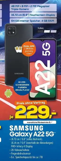 Euronics XXL Samsung Galaxy A22 5G Angebot