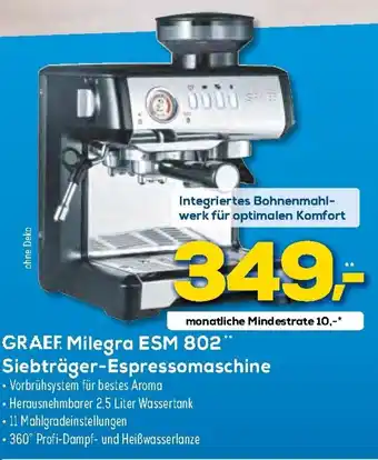 Euronics XXL Graef Milegra ESM 802 Siebträger Espressomaschine Angebot