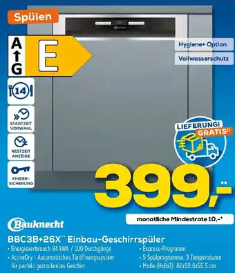 Euronics XXL Bauknecht BBC3B+26X Einbau Geschirrspüler Angebot