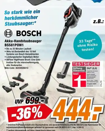 Expert Bosch Akku Handstaubsauger BSS81POW1 Angebot