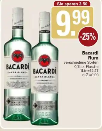 WEZ Bacardi Rum 0,7Ltr. Flasche Angebot