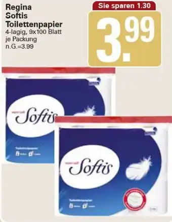 WEZ Regina Softis Toilettenpapier 4-lagig, 9x100 Blatt Angebot
