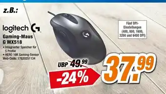 Expert Logitech Gaming Maus G MX518 Angebot