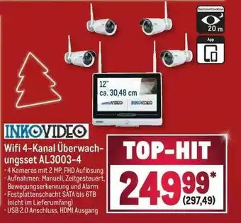 METRO Inko video wifi 4-kanal überwachungsset al3003-4 Angebot