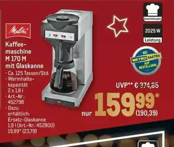 METRO Melitta kaffeemaschine m 170 m mit glaskanne Angebot