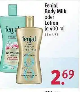 Rossmann Fenjal body milk oder lotion Angebot