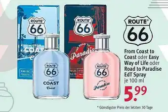 Rossmann Route 66 from coast to coast oder easy way of life oder road to paradise edt spray Angebot