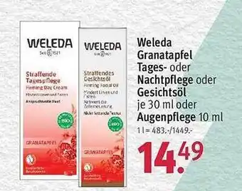 Rossmann Weleda granatapfel tages- oder nachtpflege oder gesichtsöl Angebot