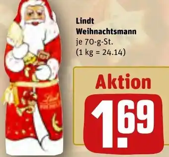 REWE Lindt Weihnachtsmann 70 g St. Angebot