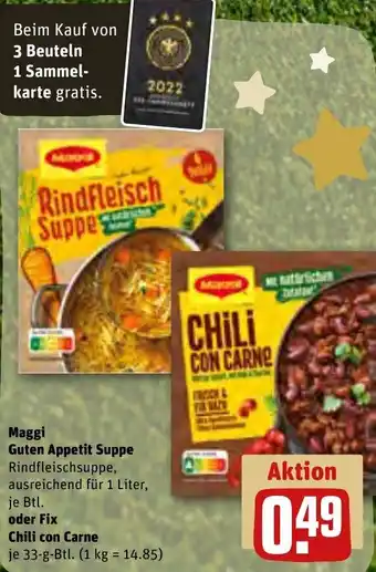 REWE Maggi Guten Appetit Suppe oder Fix Chili con Carne 33 g Btl. Angebot