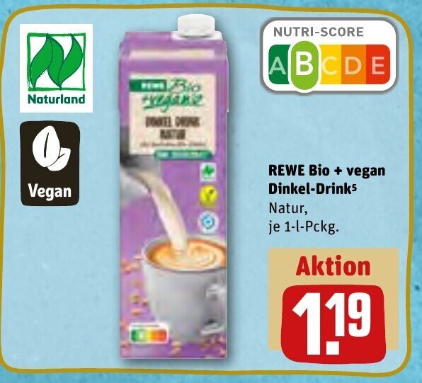 Rewe Bio + Vegan Dinkel Drink 1 L Pckg. Angebot bei REWE