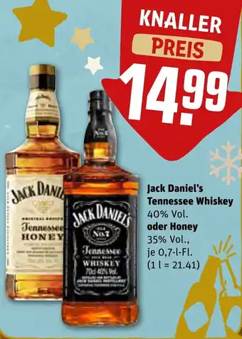 REWE Jack Daniel's Tennessee Whiskey oder Honey 0,7 L-Fl. Angebot