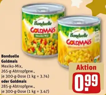 REWE Bonduelle Goldmais Mexiko Mix 300 g oder Goldmais 300 g Dose Angebot