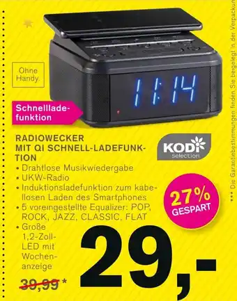 KODi Kodi Selection Radiowecker mit QI Schnell-Ladefunktion Angebot