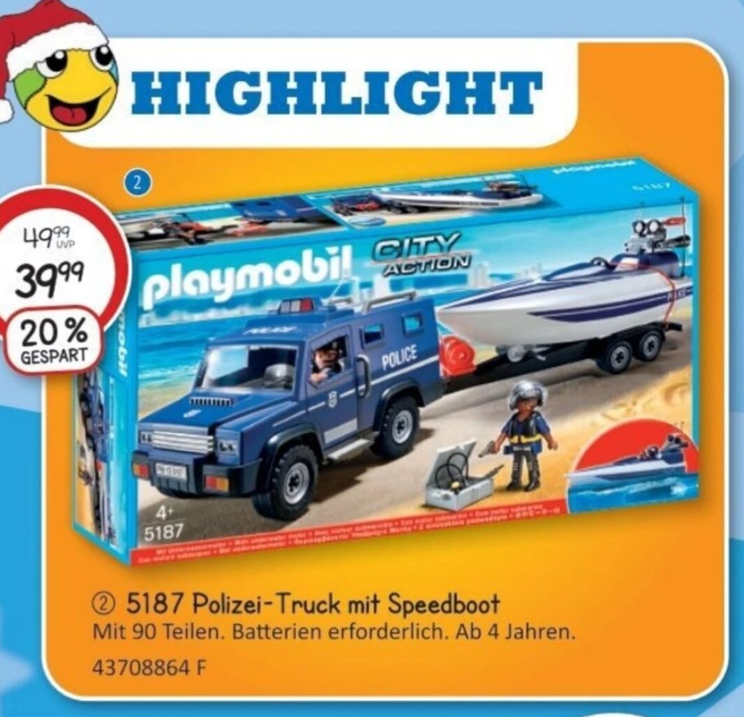 Playmobil City Action 5187 Polizei Truck mit Speedboot Angebot bei Vedes
