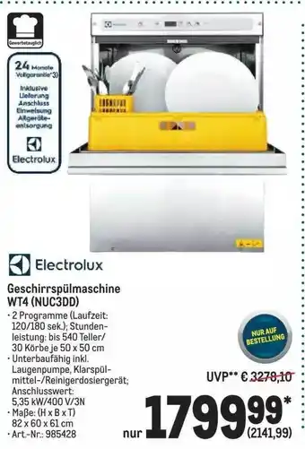 METRO Electrolux geschirrspülmaschine wt4 (nuc3dd) Angebot