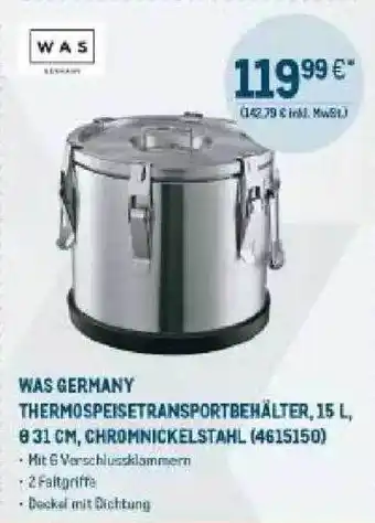 METRO Was germany thermospeisetransportbehälter Angebot