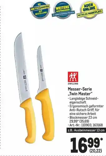 METRO Zwilling messer-serie „twin master“ Angebot