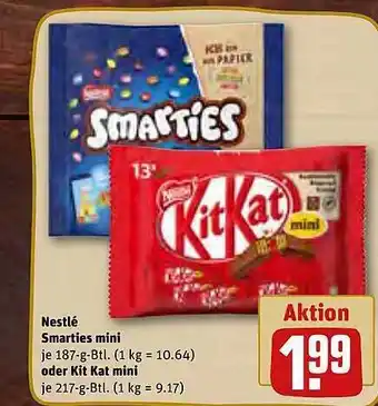 REWE Nestlé smarties mini oder kit kat mini Angebot