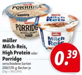 Nah & Frisch Müller Milch Reis, High Protein oder Porridge 200/170 g Becher Angebot