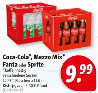 Nah & Frisch Coca-Cola, Mezzo Mix, Fanta Orange 12x1 L PET-Flaschen Angebot