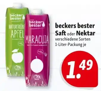 Nah & Frisch Beckers Bester Saft oder Nektar 1 Liter Packung Angebot