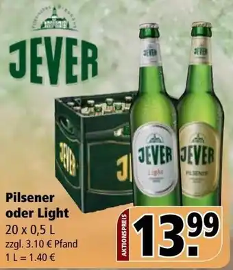 Getränke Rössler Jever Pilsener oder Light 20x0,5 L Angebot