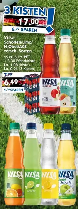 Hol'ab Getränkemarkt Vilsa Schorlen/Limo/H2Obst/ACE 12x0,5 Ltr. Angebot