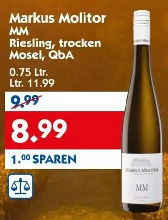 Hol'ab Getränkemarkt Markus Molitor MM Riesling, trocken Mosel QbA 0,75 Ltr. Angebot