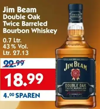 Hol'ab Getränkemarkt Jim Beam Double Oak Twice Barreled Bourbon Whiskey 0,7 Ltr. Angebot