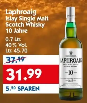 Hol'ab Getränkemarkt Laphroaig Islay Single Malt Scotch Whisky 10 Jahre 0,7 Ltr. Angebot