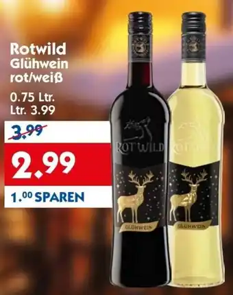 Hol'ab Getränkemarkt Rotwild Glühwein rot/weiß 0,75 Ltr. Angebot