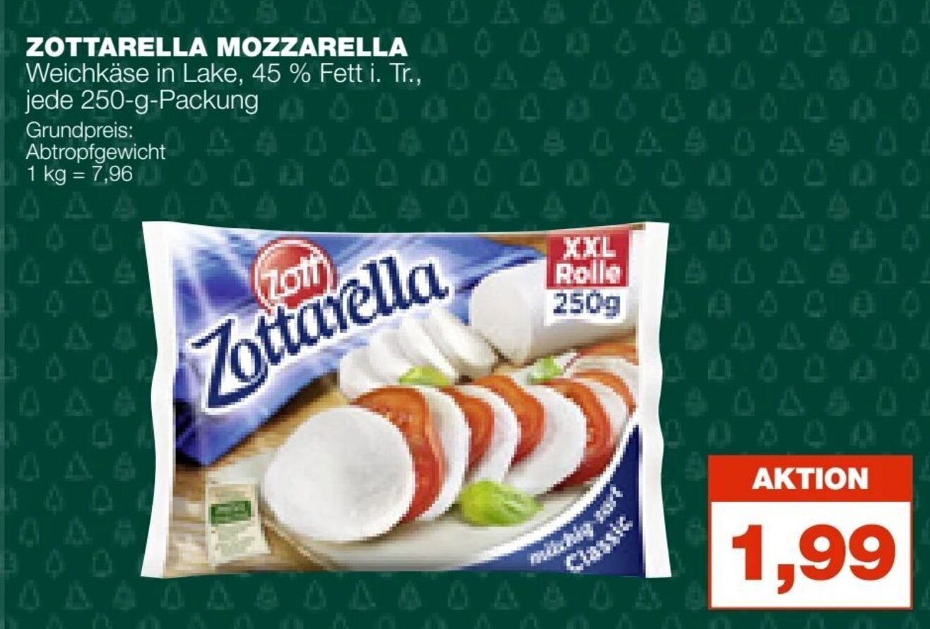 Zott Zottarella Mozzarella Rolle 250g Angebot bei mein real