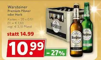 Getränkeland Warsteiner premium pilsner oder herb Angebot