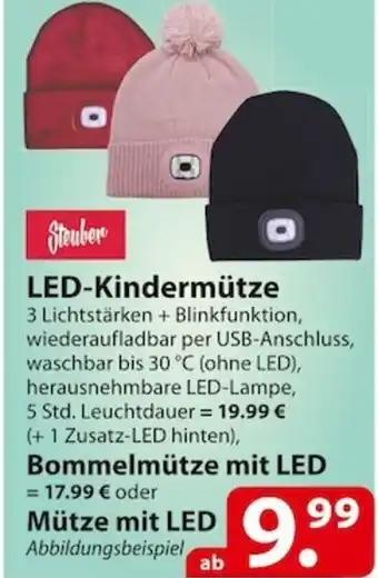 Famila Nord Ost Steuber LED-Kindermütze, Bommelmütze mit LED odr Mütze mit LED Angebot