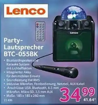 Selgros Lenco party-lautsprecher btc-055bk Angebot