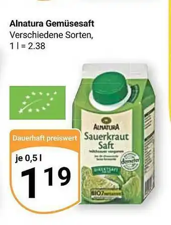 Globus Alnatura gemüsesaft Angebot