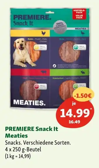 Fressnapf Premiere Snack It Meaties 4*250g Angebot