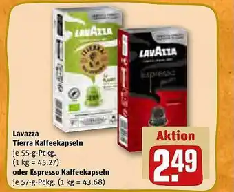 REWE Kaufpark Lavazza tierra kaffeekapseln oder espresso kaffeekapseln Angebot