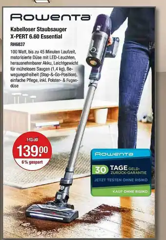 V Markt Rowenta kabelloser staubsauger x-pert 6.60 essential rh6837 Angebot