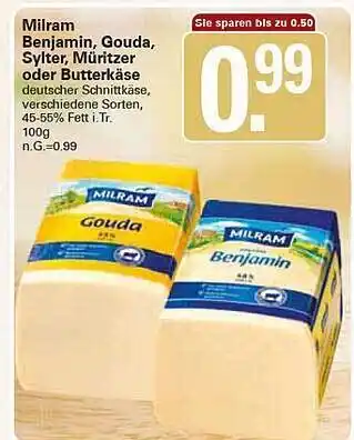 WEZ Milram benjamin, gouda, sylter, müritzer oder butterkäse Angebot